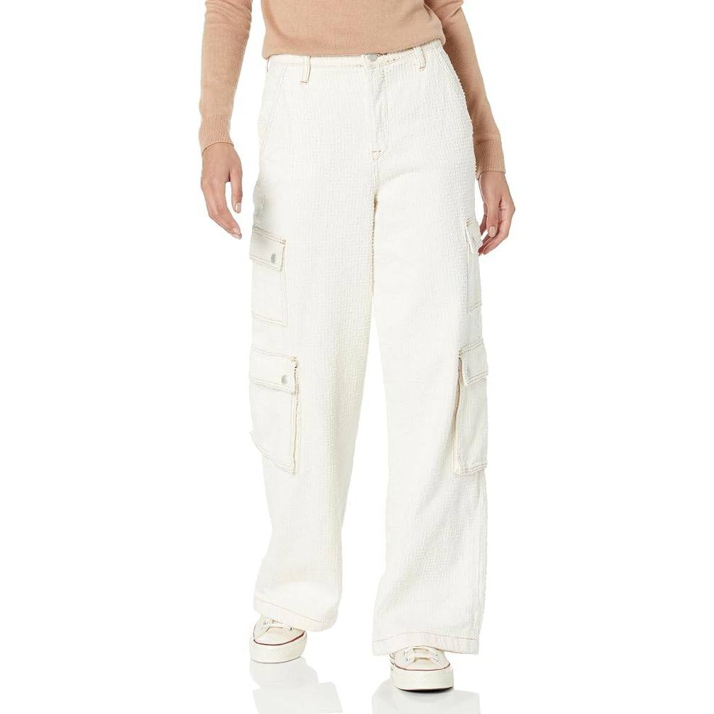 BLANKNYC The Franklin Wide Leg Jeans Vibe Out White Cargo Ribcage High Rise